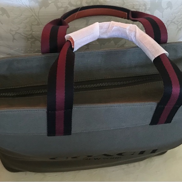 Coach Olive Green Briefcase with Logo and Dual Handles - Picture 7 of 9